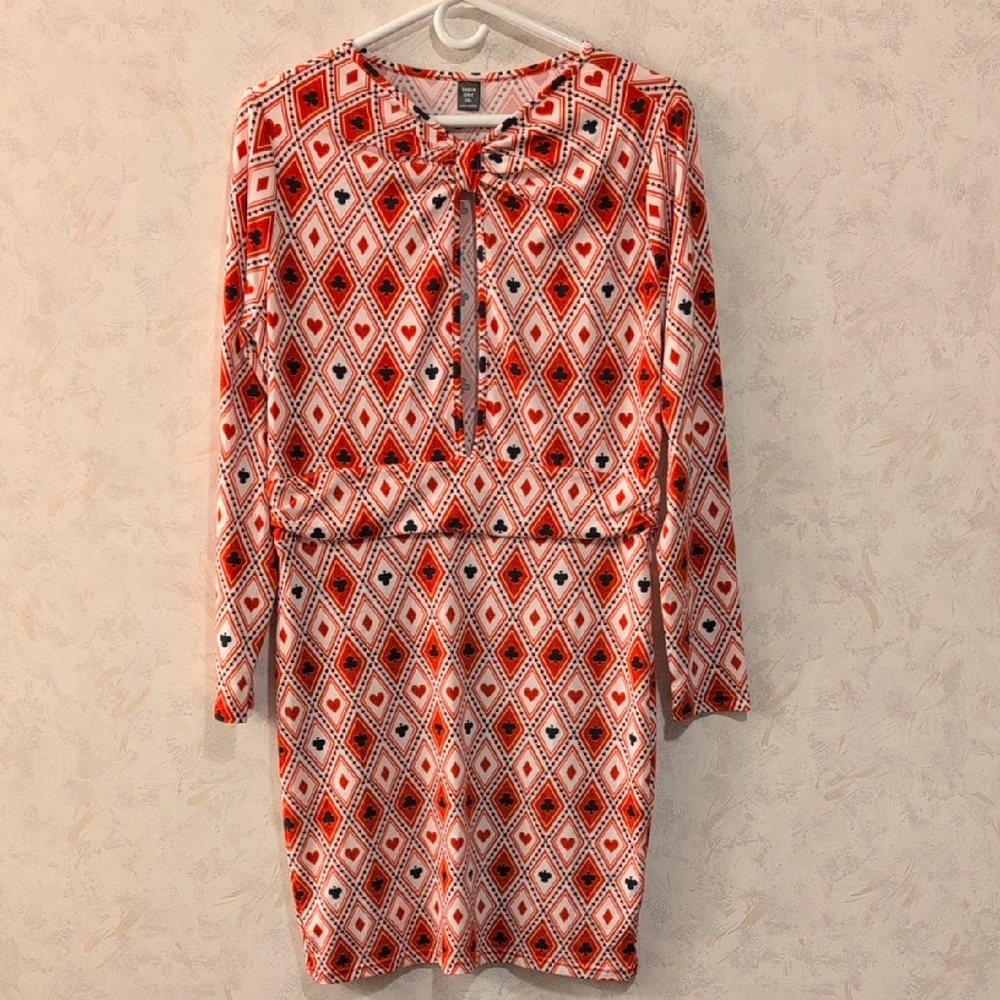 SHEIN Red and White Geometric Dress